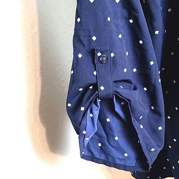 Croft & Barrow Navy Top w/ White Dots & Colorful Designs Down Center, Size 2X - Picture 3 of 7